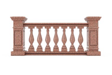 Klasik Kırmızı Mermer Sütunlar Sütunlu Korkuluk. 3d Rendering