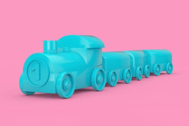 Çocuk Oyuncak Mavi Plastik Tren Mock Up Duotone. 3d Rendering