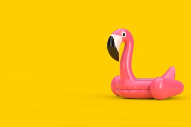 Yaz Yüzme Havuzu Inflantable Kauçuk Pembe Flamingo Oyuncak. 3d Re