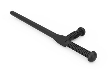 Siyah Kauçuk Polis Baton veya Nightstick. 3d Rendering