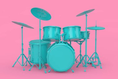 Mavi Profesyonel Rock Siyah Drum Kit Mock Up. 3d Rendering