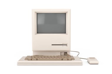 Retro Kişisel Bilgisayar. Sistem Birimi, Monitör, Klavye ve 