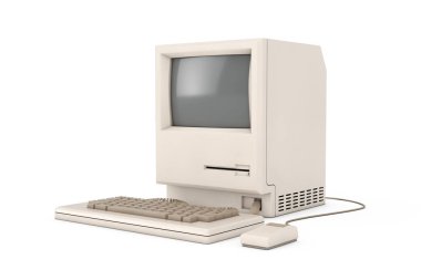 Retro Kişisel Bilgisayar. Sistem Birimi, Monitör, Klavye ve 