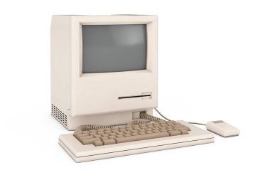 Retro Kişisel Bilgisayar. Sistem Birimi, Monitör, Klavye ve 