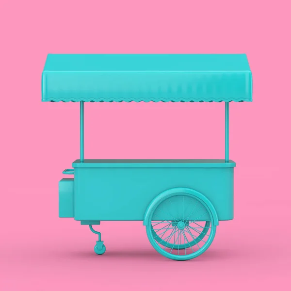 Blauwe retro Ice Cream trolley kar mock up Duotone. 3D-rendering — Stockfoto