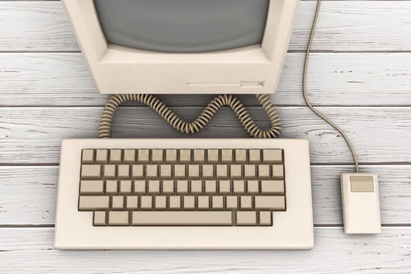 Retro Personal Computer. The System Unit, Monitor, Keyboard and — Stock Photo, Image