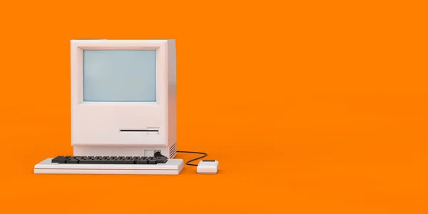 Computer retrò. Unità di sistema, monitor, tastiera e — Foto Stock