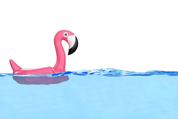 Летний бассейн Надувной резиновый розовый фламинго игрушка в Cle — стоковое фото
