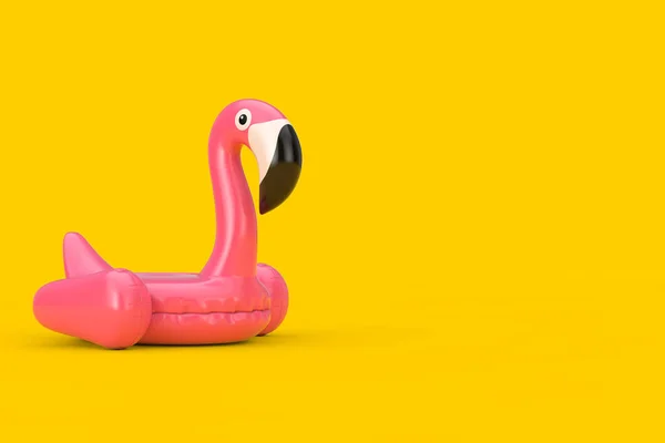 Yaz Yüzme Havuzu Inflantable Kauçuk Pembe Flamingo Oyuncak. 3d Re — Stok fotoğraf