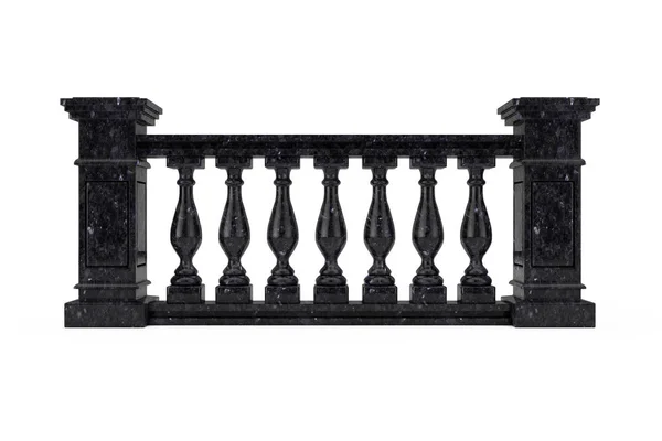 Klasické černé mramorové pilíře balustrády se sloupy. 3D Renderi — Stock fotografie