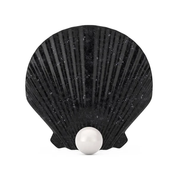 Černá krása Skallop moře nebo oceánská mušle s bílou hruškou — Stock fotografie