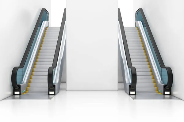 Modernas escaleras mecánicas de lujo en el edificio interior Centro comercial, Aire — Foto de Stock