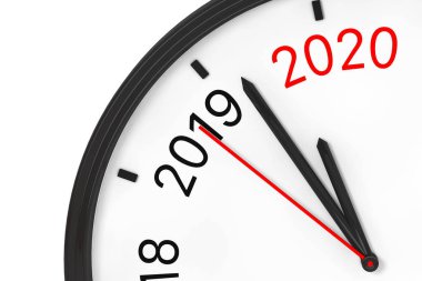 2020 Yılı Yaklaşıyor. 2020 Saat ile Imza. 3d Renderi
