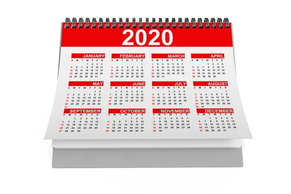 Calendario desktop dell'anno 2020. 3d Rendering — Foto Stock