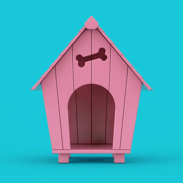 Pink Cartoon Dog House Mockup Duotone. Renderizado 3d —  Fotos de Stock