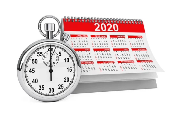 Kronometre ile 2020 yıl takvimi. 3d Rendering — Stok fotoğraf