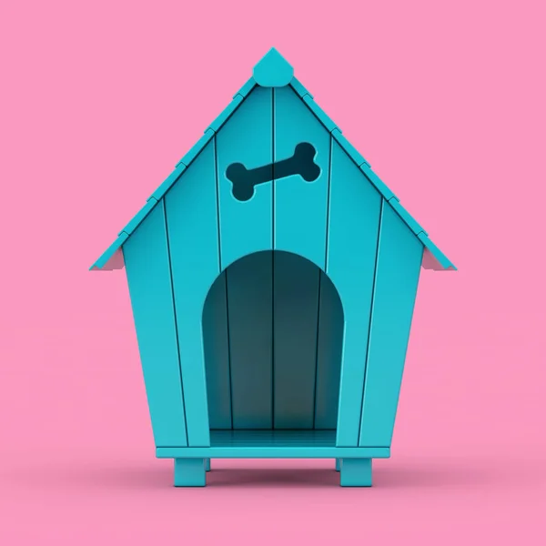 Blue Cartoon Dog House Mockup Duotone. Perender 3d — Stok Foto