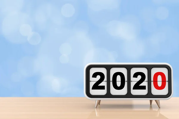 Retro Flip Clock with 2020 New year Sign. 3d Rendering