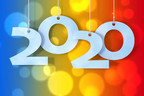Hanging on Ropes New 2020 Year Sign. 3d Rendering — Stock Photo, Image