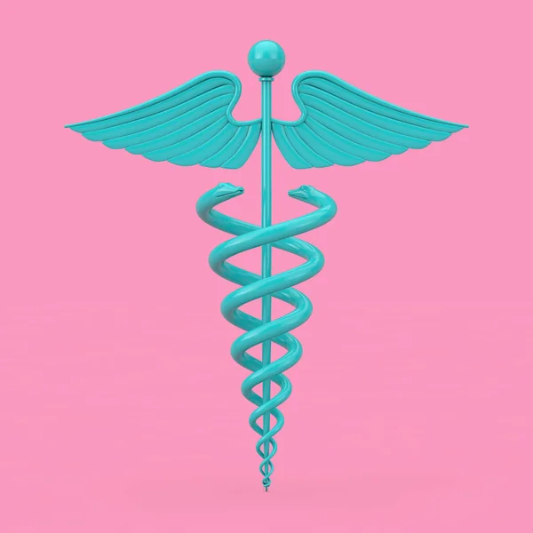 Símbolo Caduceus Médico Azul Mockup Duotone. Renderização 3d — Fotografia de Stock