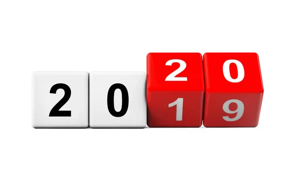 Blocks with the transition from year 2019 to 2020. 3d Rendering — Stock Photo, Image