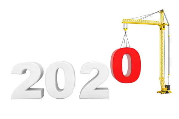 Побудувати концепцію майбутнього. Баштовий кран зі знаком 2020 року. 3d ре — стокове фото