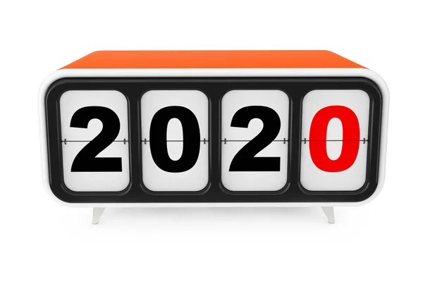 Retro Flip klok met 2020 Nieuwjaar teken. 3D-rendering — Stockfoto