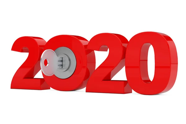 Νέο 2020 έτος υπογραφή με το κλειδί. Απόδοση 3D — Φωτογραφία Αρχείου
