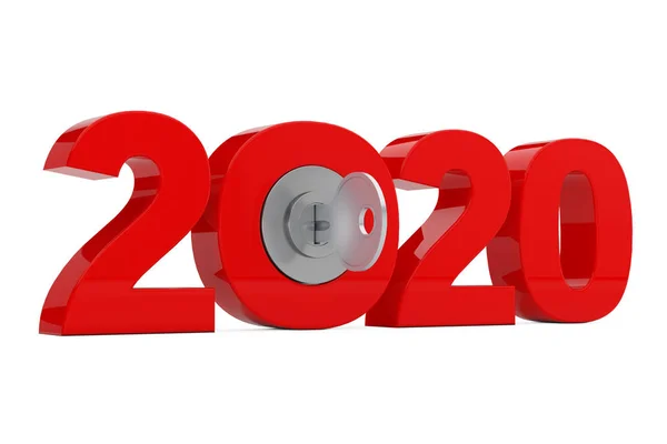 Новий 2020 рік знак з ключем. 3D рендерингу — стокове фото