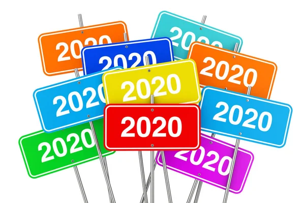 2020 Sinais de cor do ano novo. Renderização 3d — Fotografia de Stock