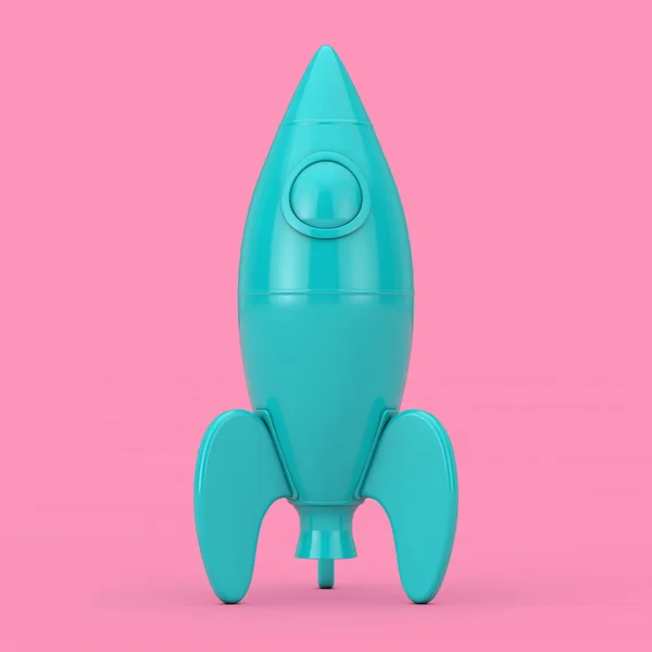 Niebieski Childs Toy Rocket makieta Duotone. Renderowanie 3D — Zdjęcie stockowe