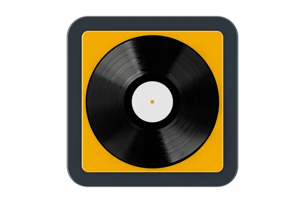 Black Vinyl Record como Touchpoint Web Icon Button. Renderização 3d — Fotografia de Stock