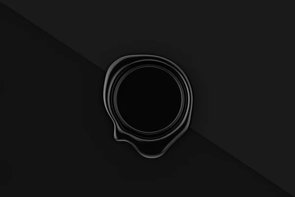 Selo de cera preta com espaço em branco para o seu design. Renderização 3d — Fotografia de Stock