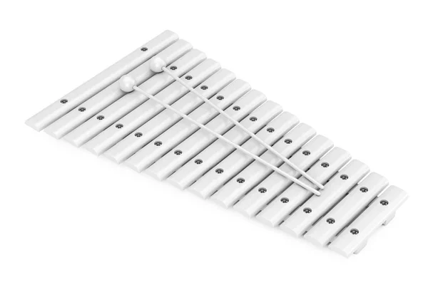 Xylophone en bois blanc avec maillets Mockup en style argile. 3d Ren — Photo