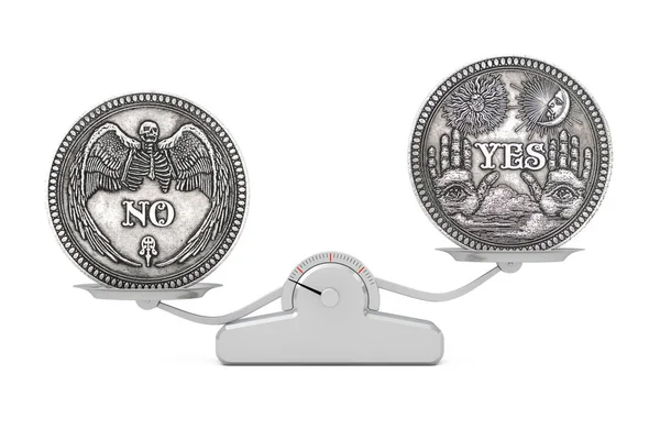 Vintage Gümüş Flipping Sikke Ile Evet ve Hayır Word için R olun — Stok fotoğraf