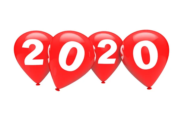 New Year Concept. Red Christmas Balloons with 2020 Sign. 3d Rend — Stock Photo, Image