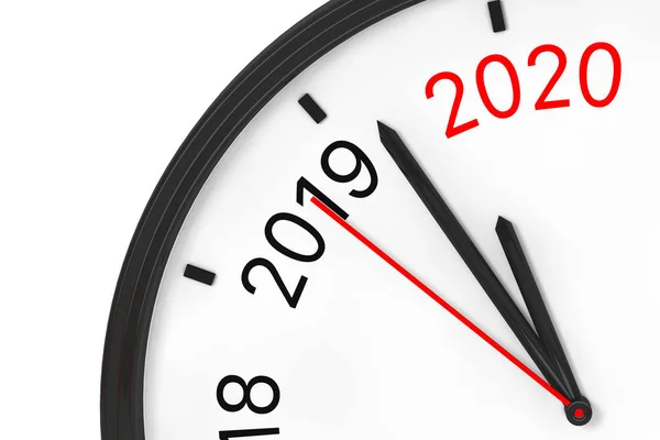 Året 2020 närmar sig. 2020 signera med en klocka. 3D Renderi — Stockfoto