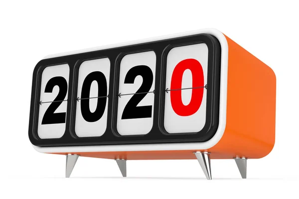 Retro Flip klok met 2020 Nieuwjaar teken. 3D-rendering — Stockfoto