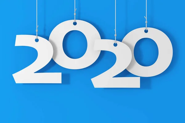 Висит на веревках Новый 2020 год Знак. 3D-рендеринг — стоковое фото