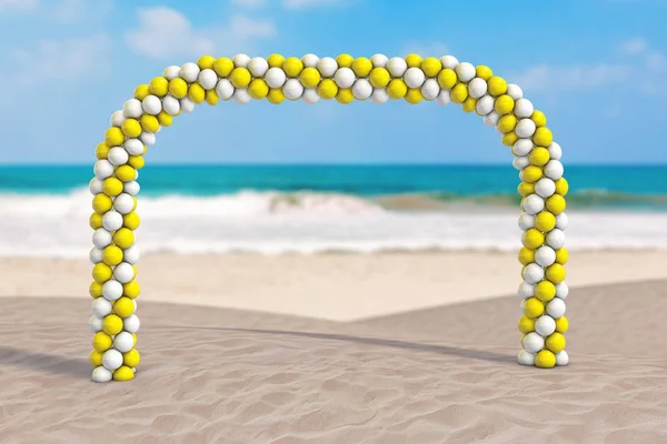 Концепція літніх канікул. білі і жовті кульки у формі А — стокове фото