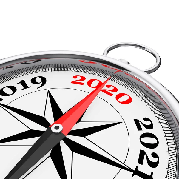 Direction to New 2020 Year Conceptual Compass Closeup. 3d Render — Stock Photo, Image