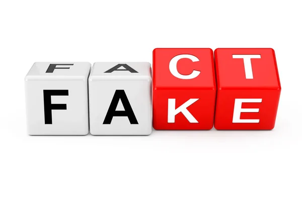 Cube Blocks with the Transition from Fake to Fact Word. 3d Rende — Stock Photo, Image