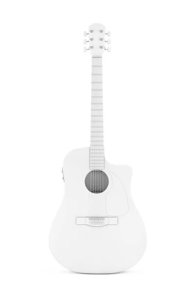 Witte akoestische gitaar in klei stijl. 3D-rendering — Stockfoto