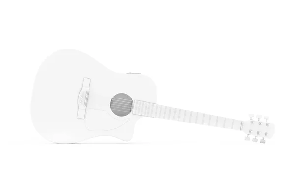 Guitarra Acústica Branca em Estilo Clay. Renderização 3d — Fotografia de Stock