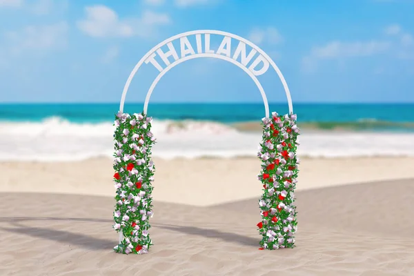 Bienvenido a Tailandia Concepto. Hermosa decoración arco, puerta o portal —  Fotos de Stock