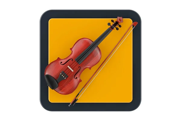 Κλασικό ξύλινο βιολί με τόξο ως κουμπί εικονίδιο Ιστού αφής. — Φωτογραφία Αρχείου