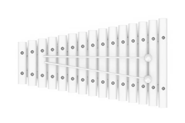 Weißes Holzxylophon mit Schlägeln Nockup im Ton-Stil. 3d ren — Stockfoto