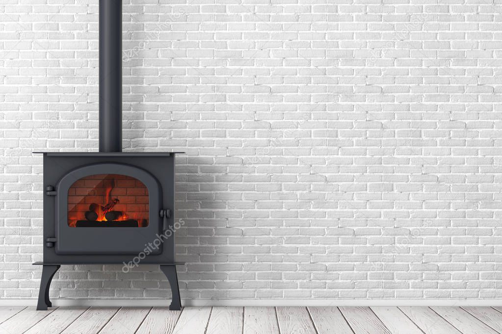 Classic ��pen Home Fireplace Stove with Chimney Pipe and Firewoo