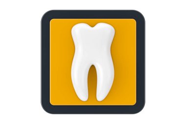 Dokunma Noktası Web Simgesi olarak Beyaz Sağlıklı Diş. 3d Hazırlama