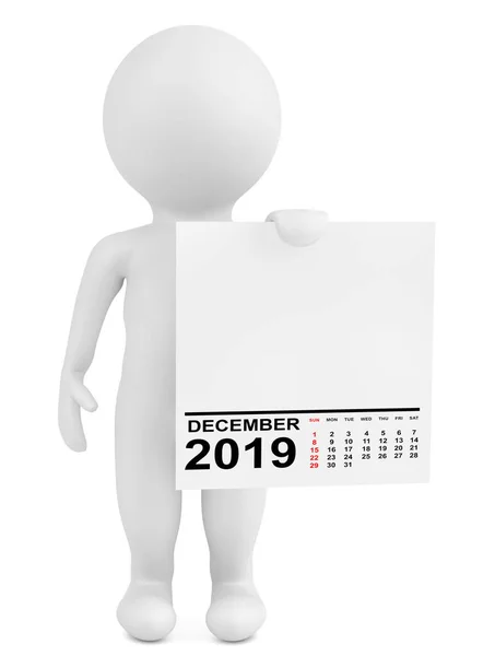 Charakter halten Kalender Dezember 2019 Jahr. 3D-Darstellung — Stockfoto